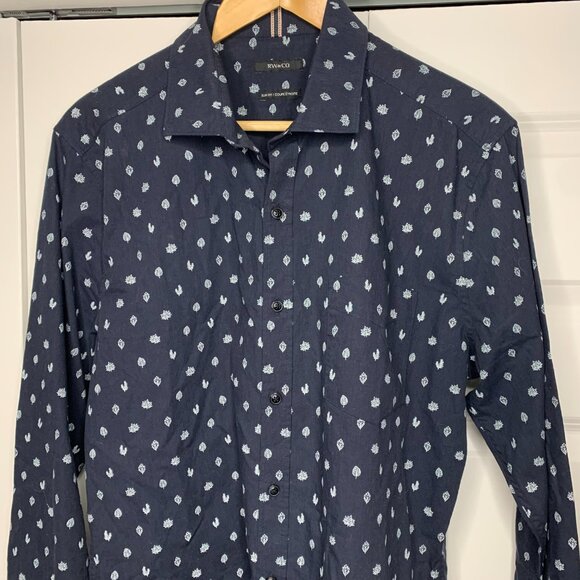 RW & Co Mens Blue Patterned Shirt - Picture 4 of 12